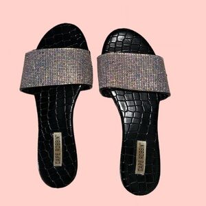 Rhinestone leather sandals